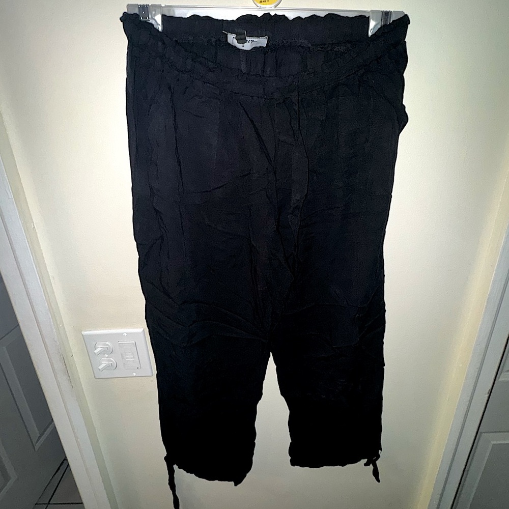 Drawstring effect black slacks (L)